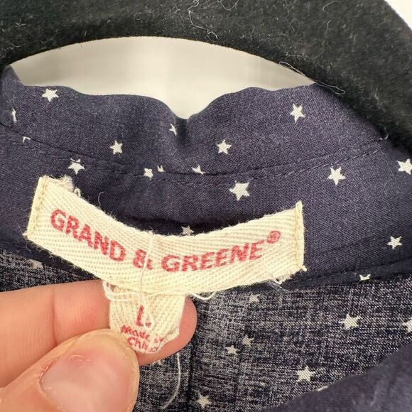 Grand &  Greene blue star print size large button down long sleeve casual shirt - Picture 4 of 12